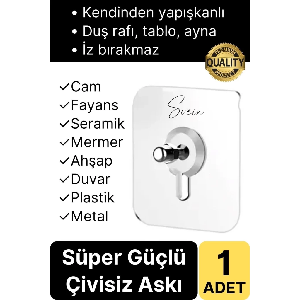 1 Adet Süper Güçlü Kendinden Yapışkanlı Tutunabilen Çok Amaçlı Çerçeve Tablo Banyo Duş Mutfak Askı