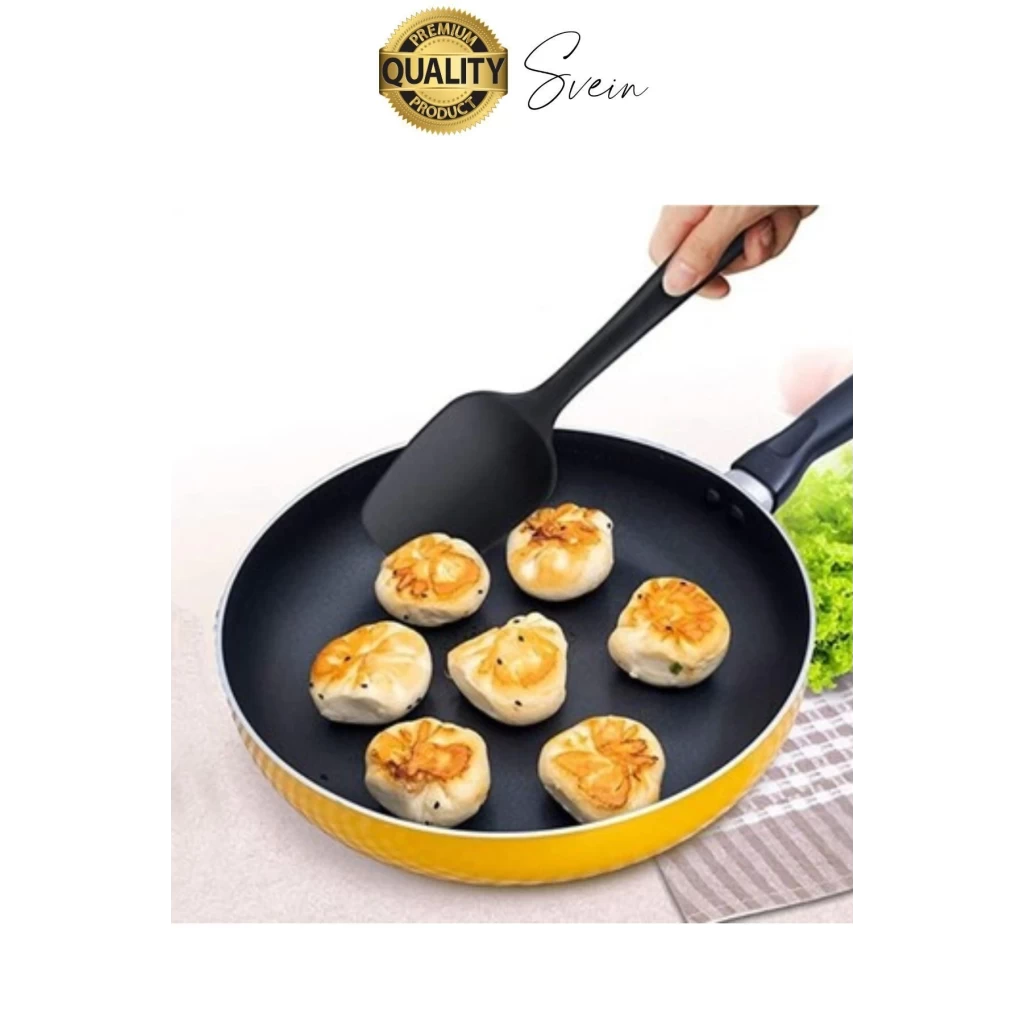 6 Parça Silikon Spatula Fırça Kaşık Bıçak Yemek Hazırlık Pasta Mutfak Seti Yanmaz Yapışmaz Siyah