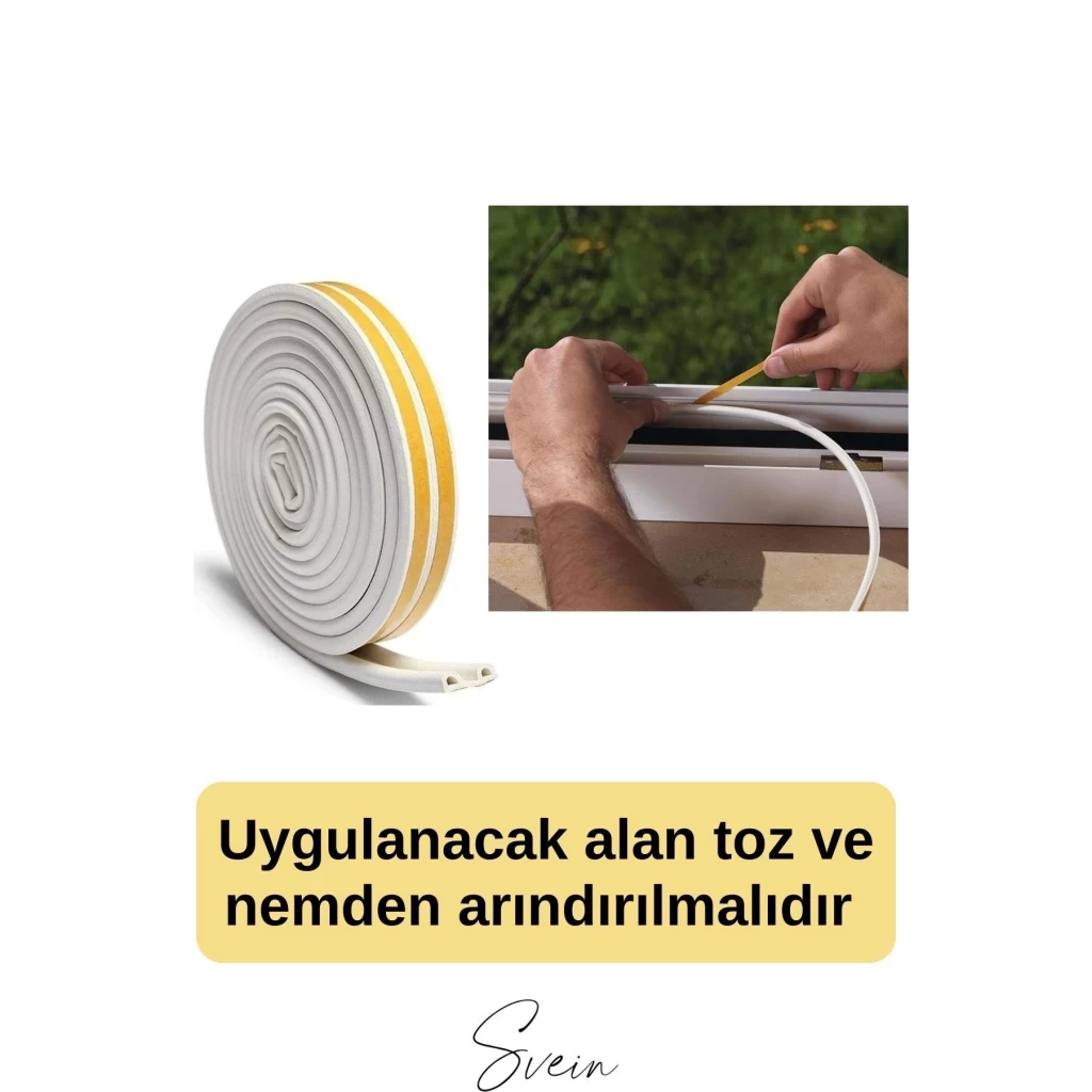 Kalın Kauçuk 2x50=100 Mt Ekstra Uzun Beyaz Kapı Pencere Fitili Soğuk Koruyucu Geçirmez İzolasyon