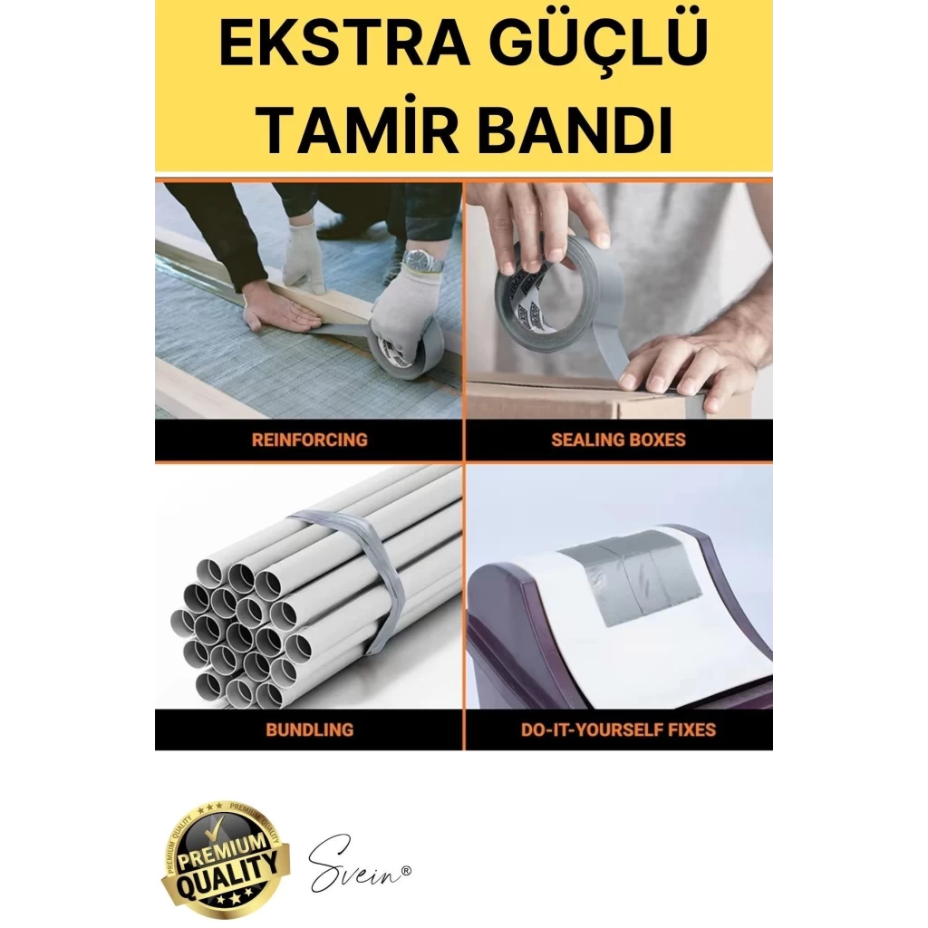 5 Adet 10 mt Sarı Tamir Takviye Kapatıcı Güçlü Onarım Bandı Su Geçirmez Sızdırmaz Dayanım Çatlak