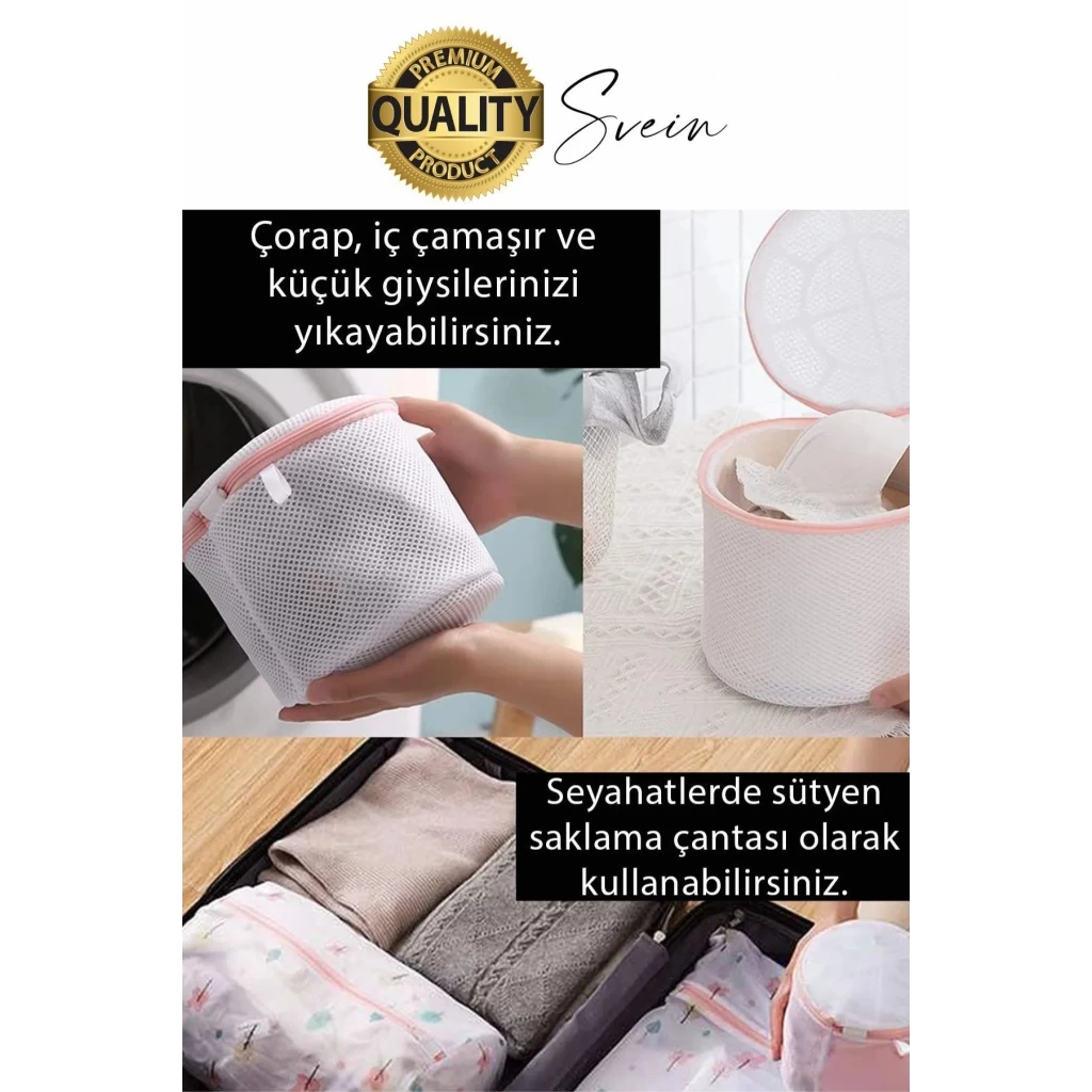 Premium 2 Adet İç Çamaşır Sütyen Yıkama Filesi Fermuarlı Yırtılmaz Çorap Temizlik Torbası Dayanıklı