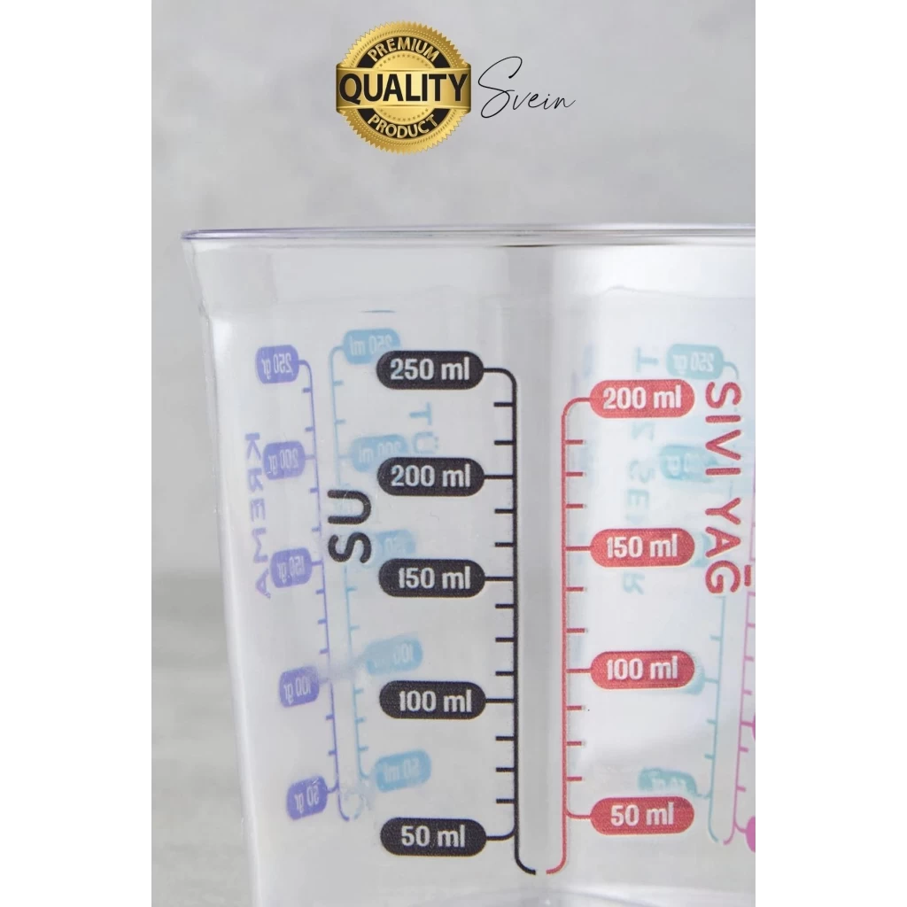Premium 3lü Set Plastik Ölçü Kabı 12 Çeşit Malzeme Ölçme Şeffaf Mutfak Gereci Galeta Unu İrmik