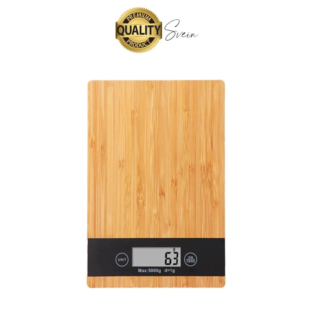 Premium Ahşap Dijital Ekranlı Yüksek Hassasiyet Mutfak Terazisi Bambu Tartı 5 kg Kapasiteli