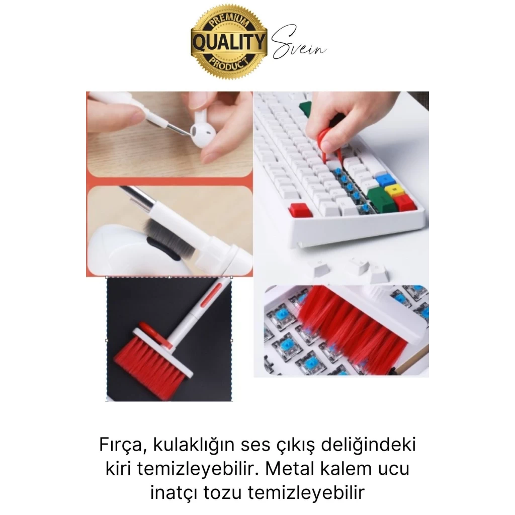 Çok Amaçlı Klavye ve Kulaklık Temizleme Seti Elektronik Cihaz Fırçalı Bilgisayar Tuş Çektirme