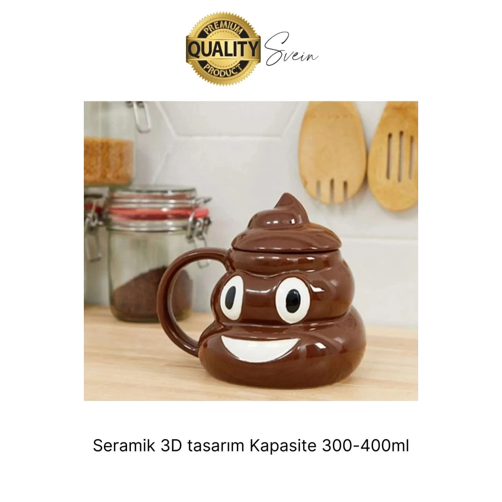 Özel Üretim Poo Kaka Emoji Kupa Bardak Esprili Eğlenceli Kapaklı Komik Karikatür Gülücük 3D Seramik