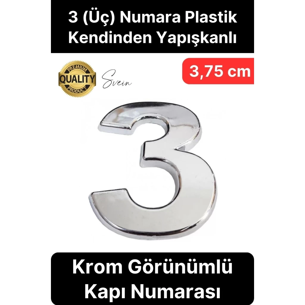 No 3 Kapı Numarası Kendinden Yapışkanlı Masa Dolap Plastik Ev Posta Kutusu Dış Mekan Daire 3,75 cm