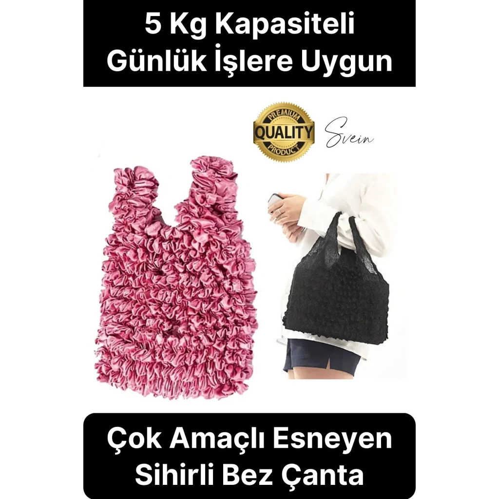 Çok Amaçlı Sihirli Genişleyen Bez Çanta 5 Kg Kapasiteli Elastik Büyük Yırtılmaz Dayanıklı İşlevsel