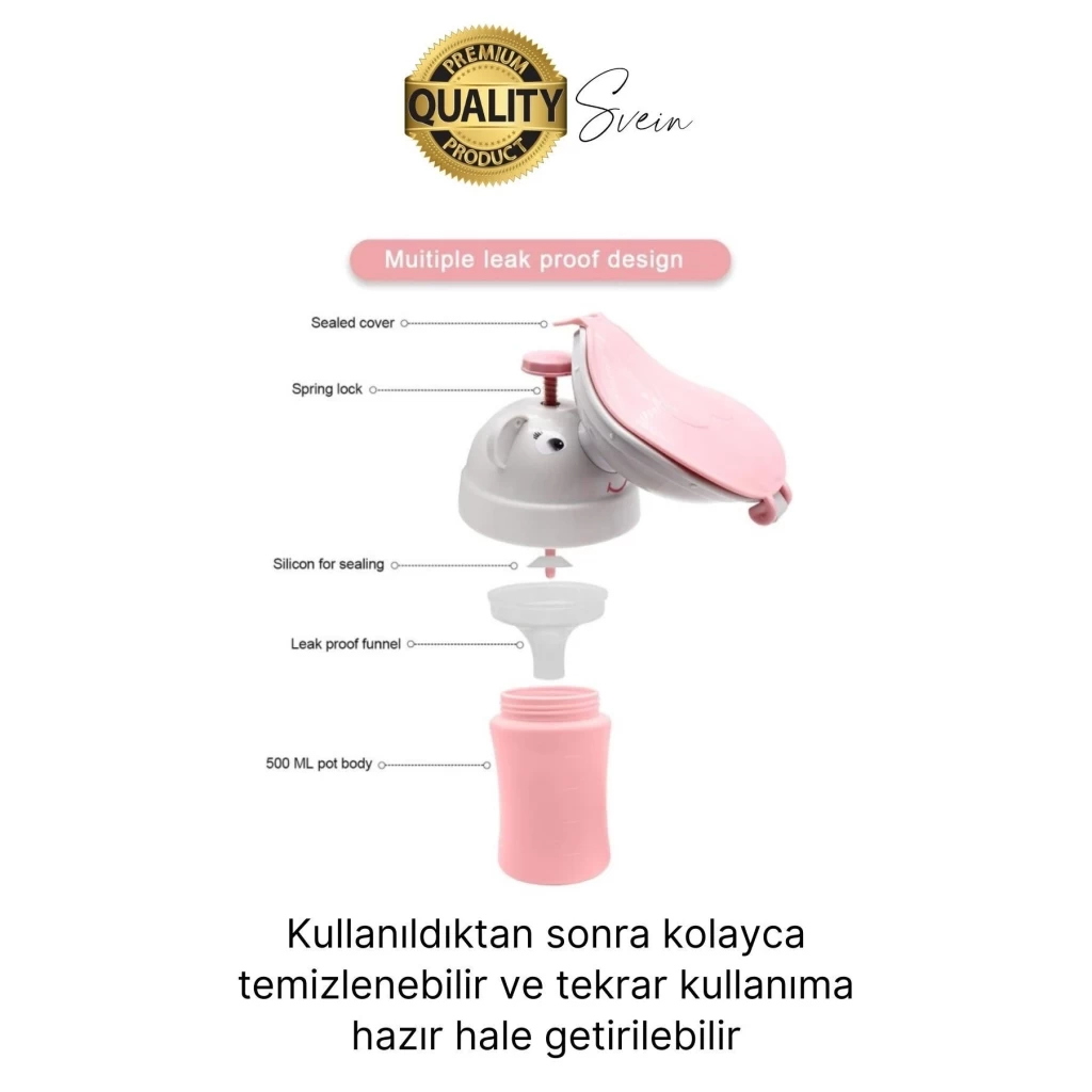 Portatif Kız Çocuk Pisuarı Lazımlık Çiş Eğitimi Taşınabilir Acil Taşınabilir Pembe Sızdırmaz Tuvalet