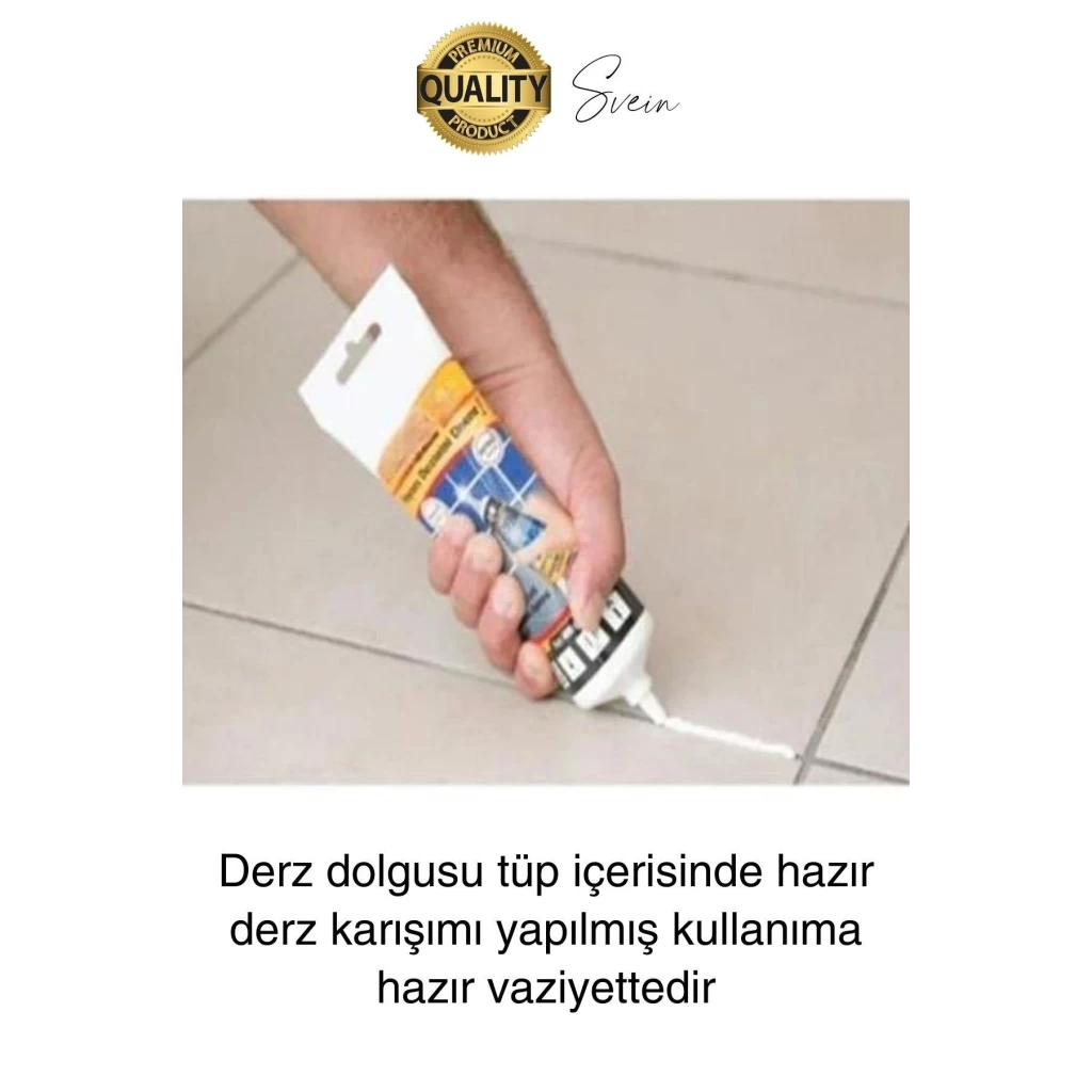 Premium Fayans Arası Krem Hazır Derz Dolgu Gaga Uç Tüp Mermer Mutfak Banyo Zemin Duvar Onarıcı