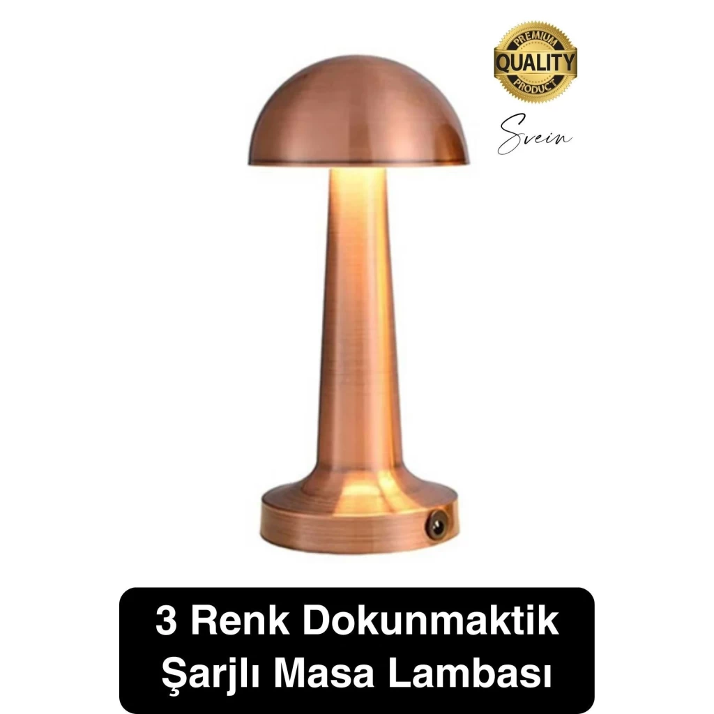 Premium Şarjlı Dokunmatik Masa Lambası 3 Renk Ayarlanabiir Parlaklık Abajur Ambians Dekoratif Klasik