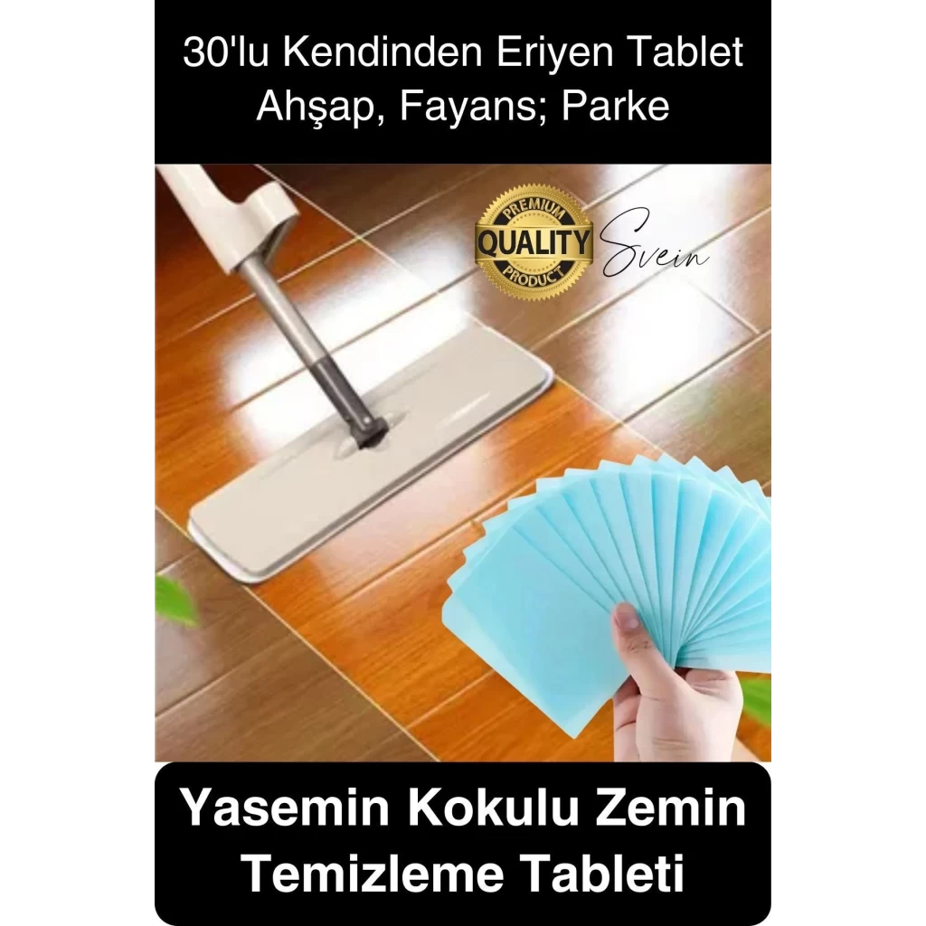 30 Adet Yasemin Kokulu Zemin Temizleme Tableti Levhaları Parke Cila Parlatma Uzun Süre Temizlik