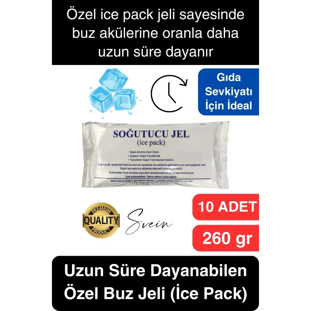 10 Adet 260 gr Soğutucu Jel Poşet Buz Aküsü Yolculuk Seyahat Yiyecek İçin Uygun Uzun Süre Dayanım