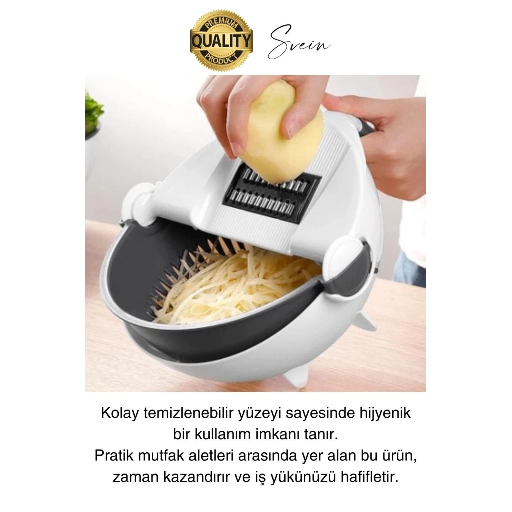 11 Parça Paslanmaz Fonksiyonel Süzgeçli Rende Hazneli Doğrayıcı Sebze Salata İçin Pratik Mutfak
