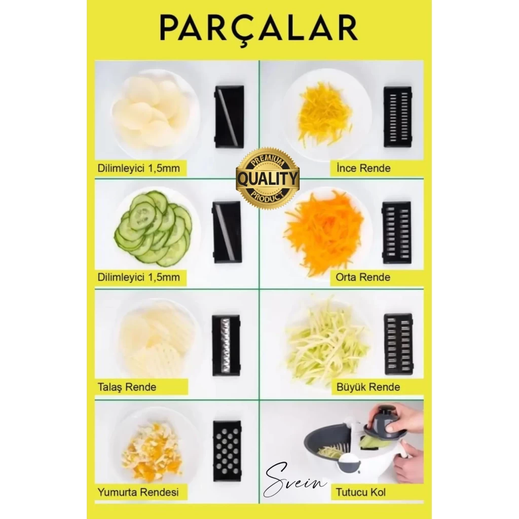 11 Parça Paslanmaz Fonksiyonel Süzgeçli Rende Hazneli Doğrayıcı Sebze Salata İçin Pratik Mutfak