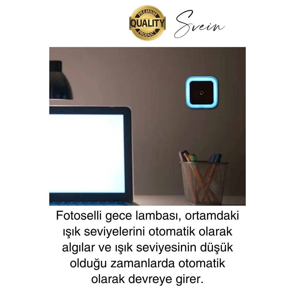 Fotoselli Gece Lambası Karanlıkta Otomatik Yanıp Sönen Aydınlığa Duyarlı Koridor Antre Loş Led Işık