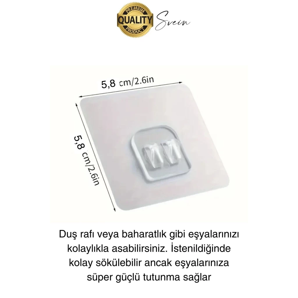 5 Ad. Ekstra Güçlü Kendinden Yapışkanlı İz Bırakmaz Suya Dayanıklı Banyo Rafı Tablo Ayna Askı Kanca