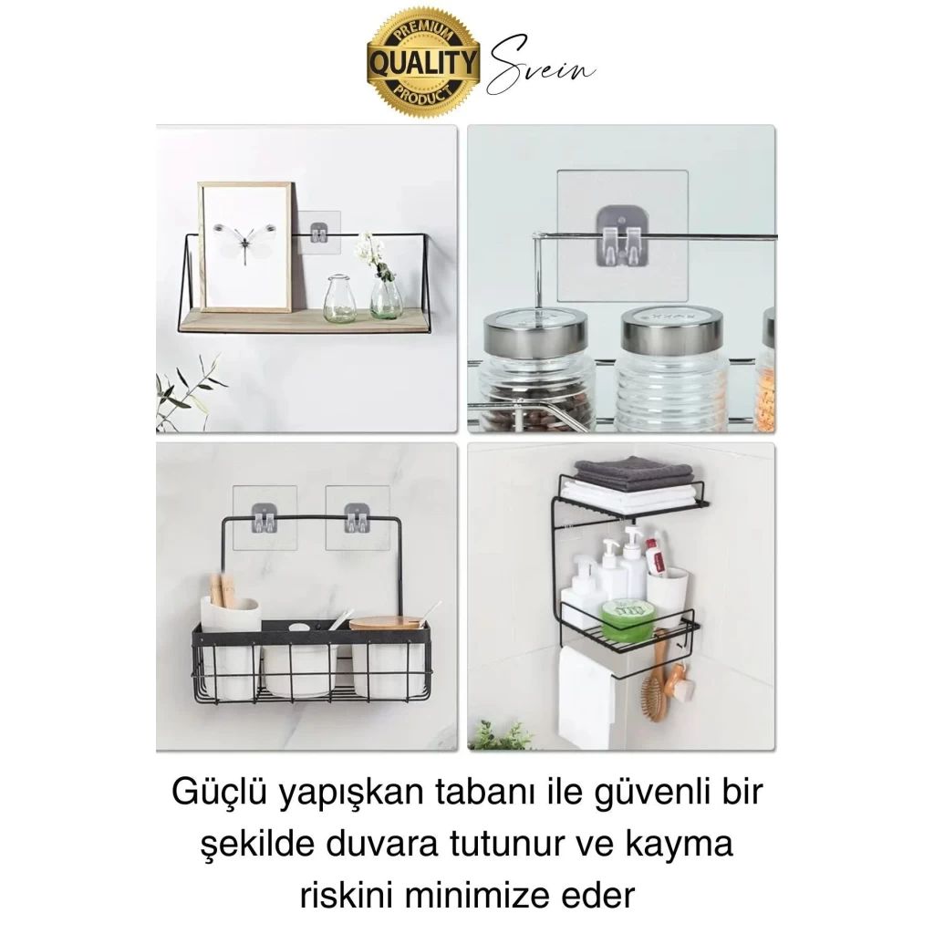 20 Ad. Ekstra Güçlü Kendinden Yapışkanlı İz Bırakmaz Suya Dayanıklı Banyo Rafı Tablo Ayna Askı Kanca