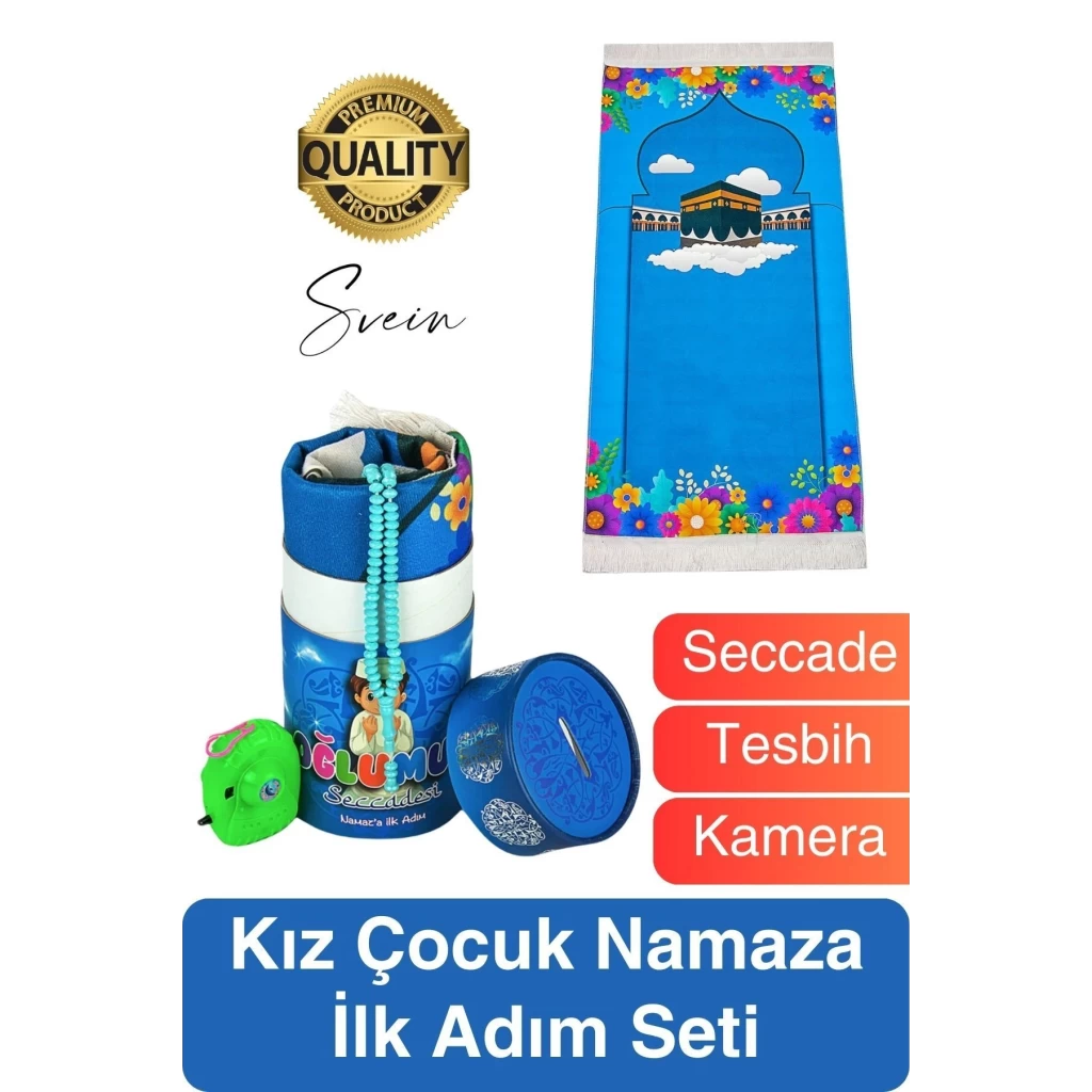 Özel Üretim Erkek Çocuk Namaza İlk Adım Seccade Tesbih Seti Oğlumun Seccadesi Oyun Hazırlık Hediye