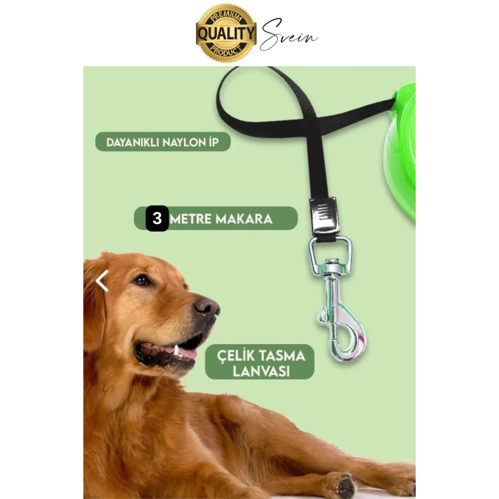 3 Metre Makaralı Otomatik Uzayabilen Geri Çekilebilen Köpek Tasması Boyun Gezdirme Kuvvetli Tutuş