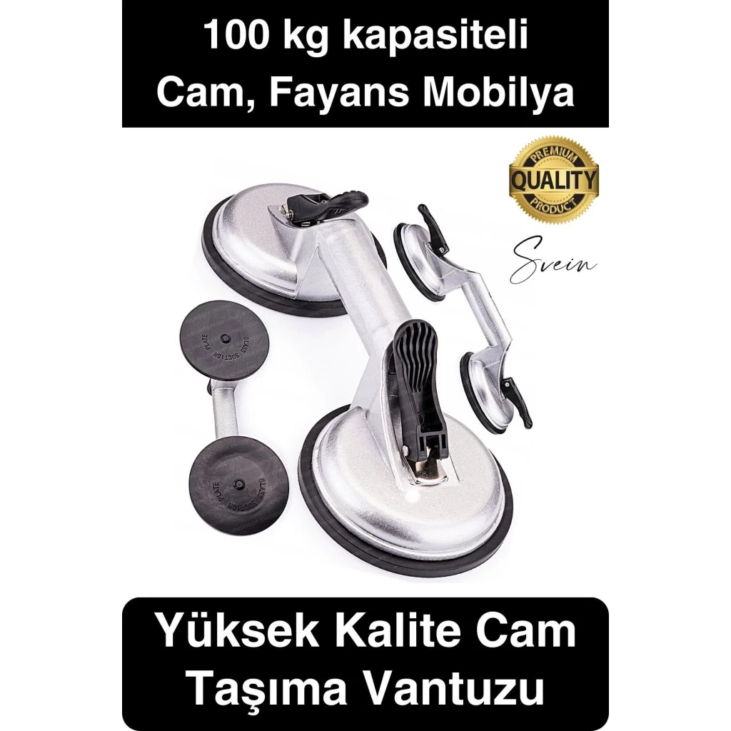 100 Kg Kapasiteli İkili Cam Vantuzu Alüminyum Vakumlu Taşıma Kaporta Göçük Çektirme Fayans Tutucu