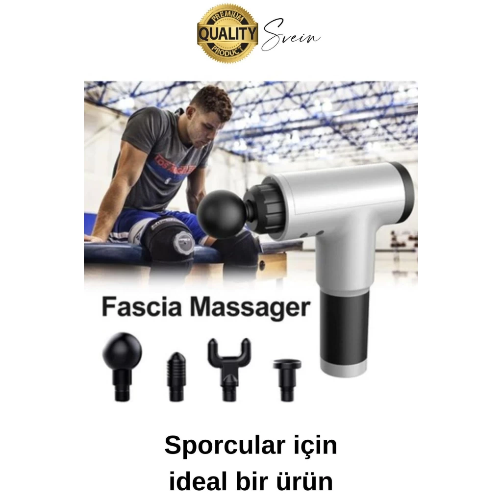 4 Başlıklı Titreşimli Yoğurmalı 6 Fonksiyonlu Masaj Aleti Tabancası Darbeli Sporcu Kas Rahatlatıcı