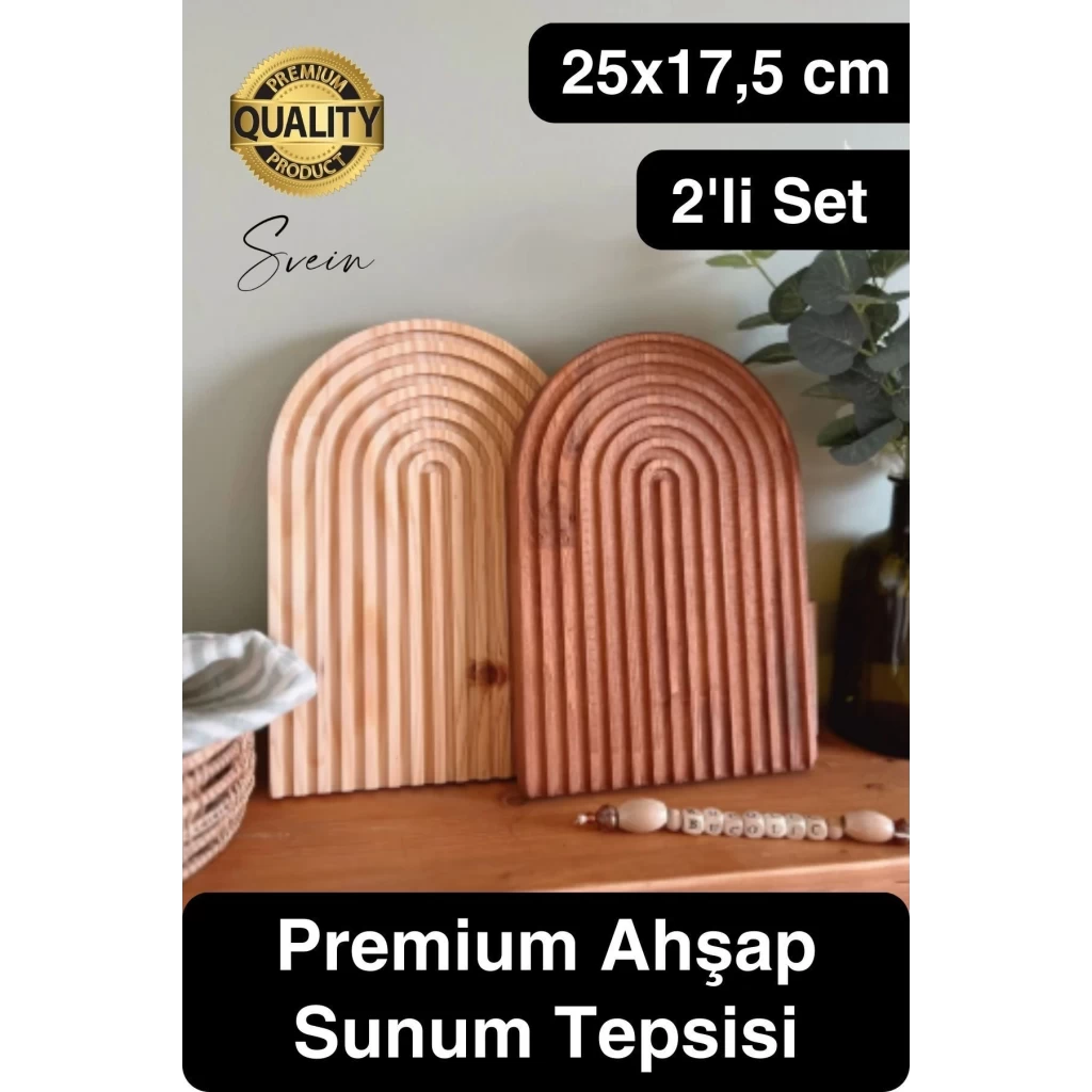 Dekoratif Ahşap Oymalı Kahverengi Bambu Gökkuşağı Sunum Tepsisi Tabağı Doğal Şık Dekor Sunumluk