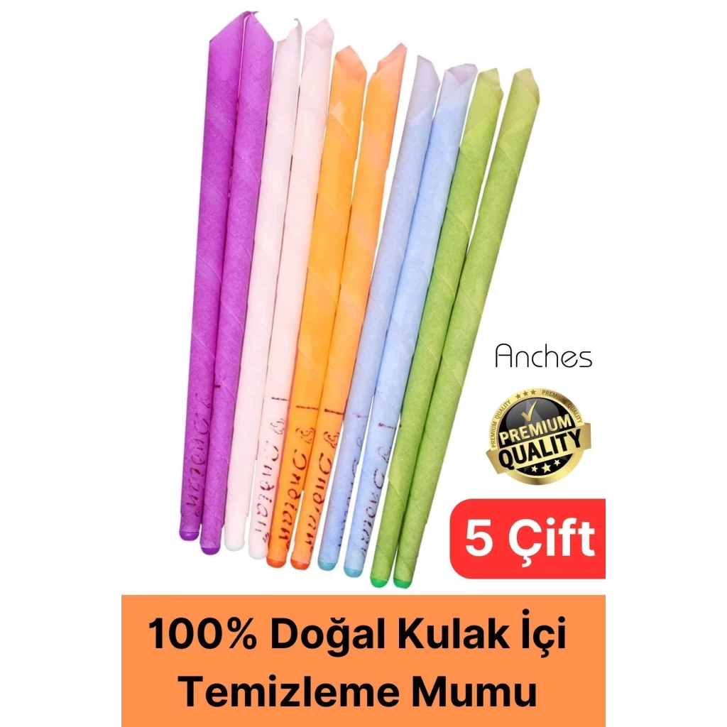 Pratik 100% Doğal Aromaterapi Bakım Buşon Dış Kulak İçi Kir Temizleme Mumu Konisi Çubuğu 5 Çift