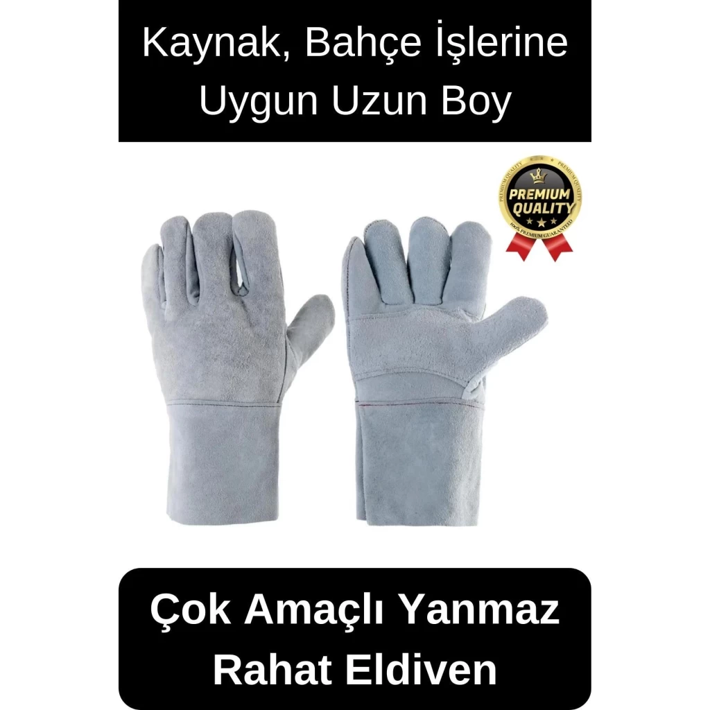 Özel Üretim Uzun Boy Isıya Dayanıklı Rahat Yangın İçin Kaynakçı Yanmaz Çok Amaçlı Bahçe Deri Eldiven