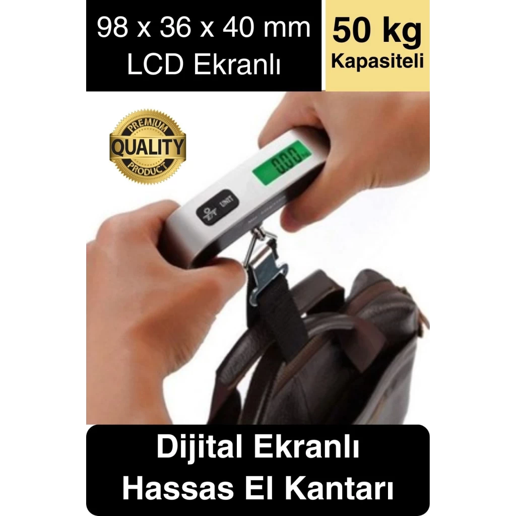 Taşınabilir Dijital Ekranlı Pilli El Kantarı Hassas Terazi Seyahat Yolculuk Bavul Çanta Tartı 50 Kg