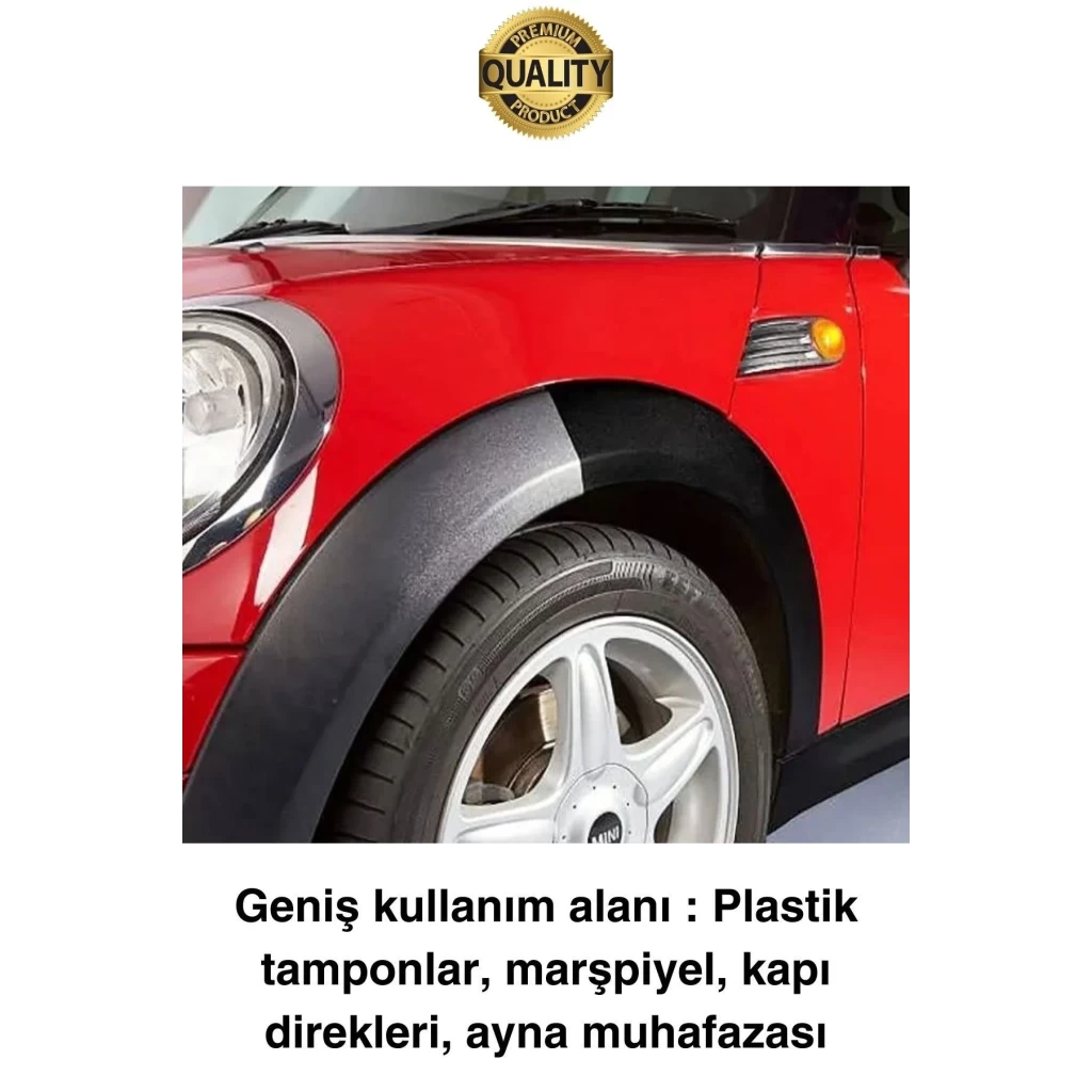 Premium Araç Dış Plastik Aksam Siyah Tampon Boyası Parlak Onarım Dodik Temizlik Sünger Hediye 75 ml