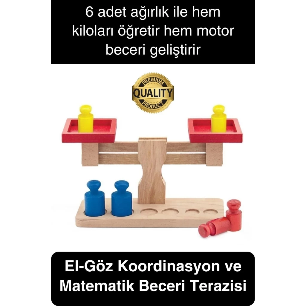 Premium Ahşap Eğitici Öğretici Motor Beceri ve Zeka Geliştiren Çocuk Oyunu Oyuncak Seti Terazi