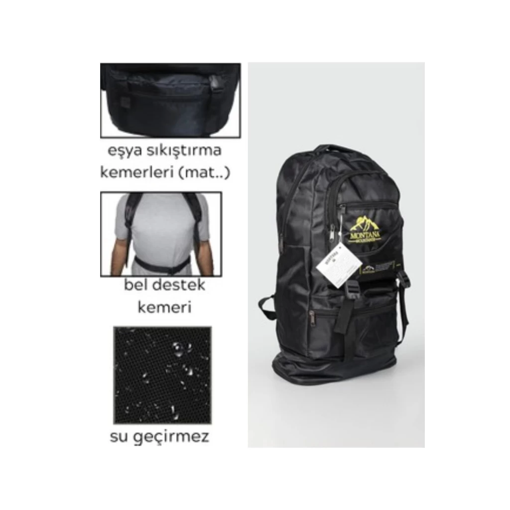 65 Lt Ortopedik Dayanıklı Büyük Boy Çok Gözlü Su Geçirmez Körüklü Kamp Trekking Outdoor Sırt Çantası