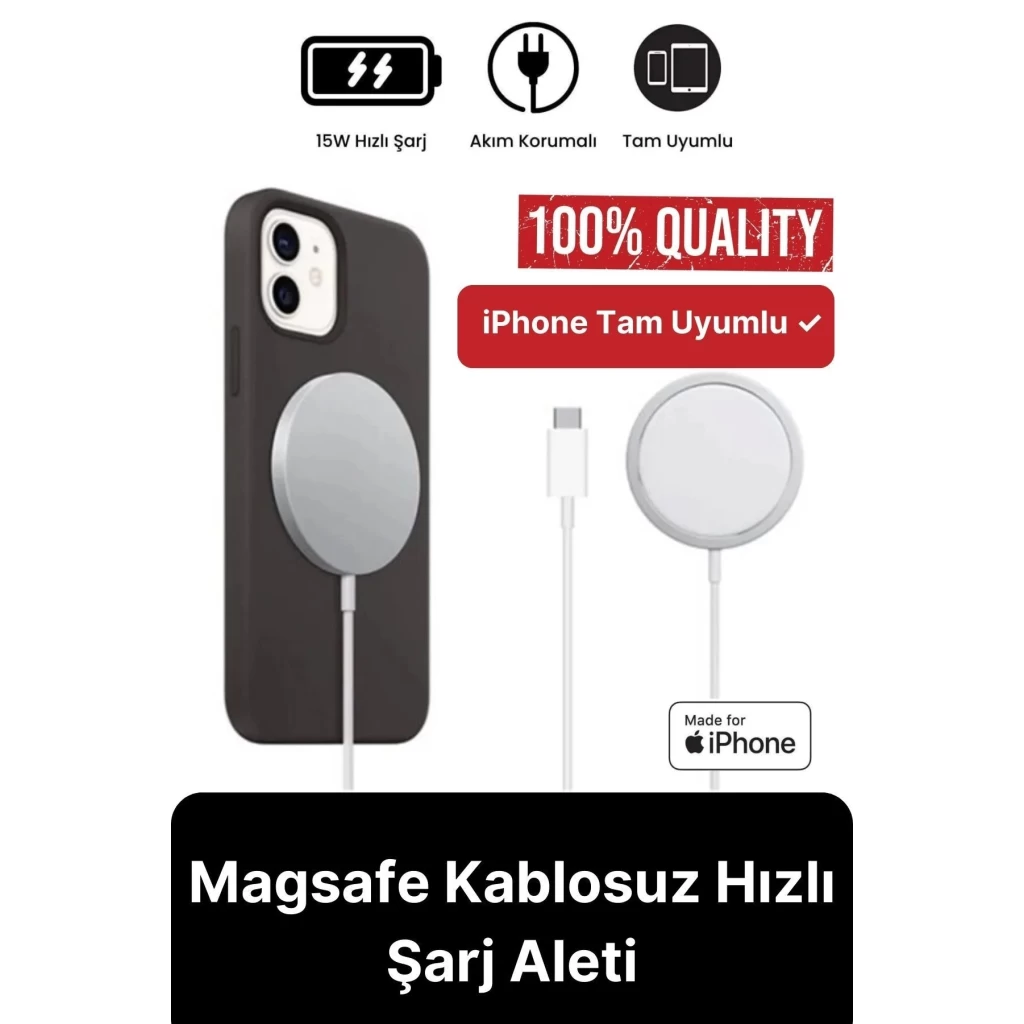 Modern Kablosuz Mıktanıslı Wireless iPhone 11 12 13 14 15 Süper Hızlı 15W Magsafe Şarj Aleti