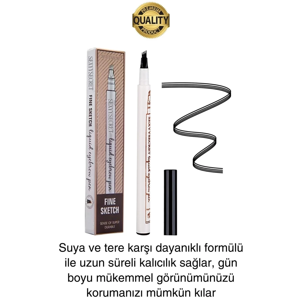 Premium Suya Dayanıklı Kalıcılığı Yüksek Kaş Rimeli Boyası 4 Mikro Uç Şekil Verme Makyaj Kalemi
