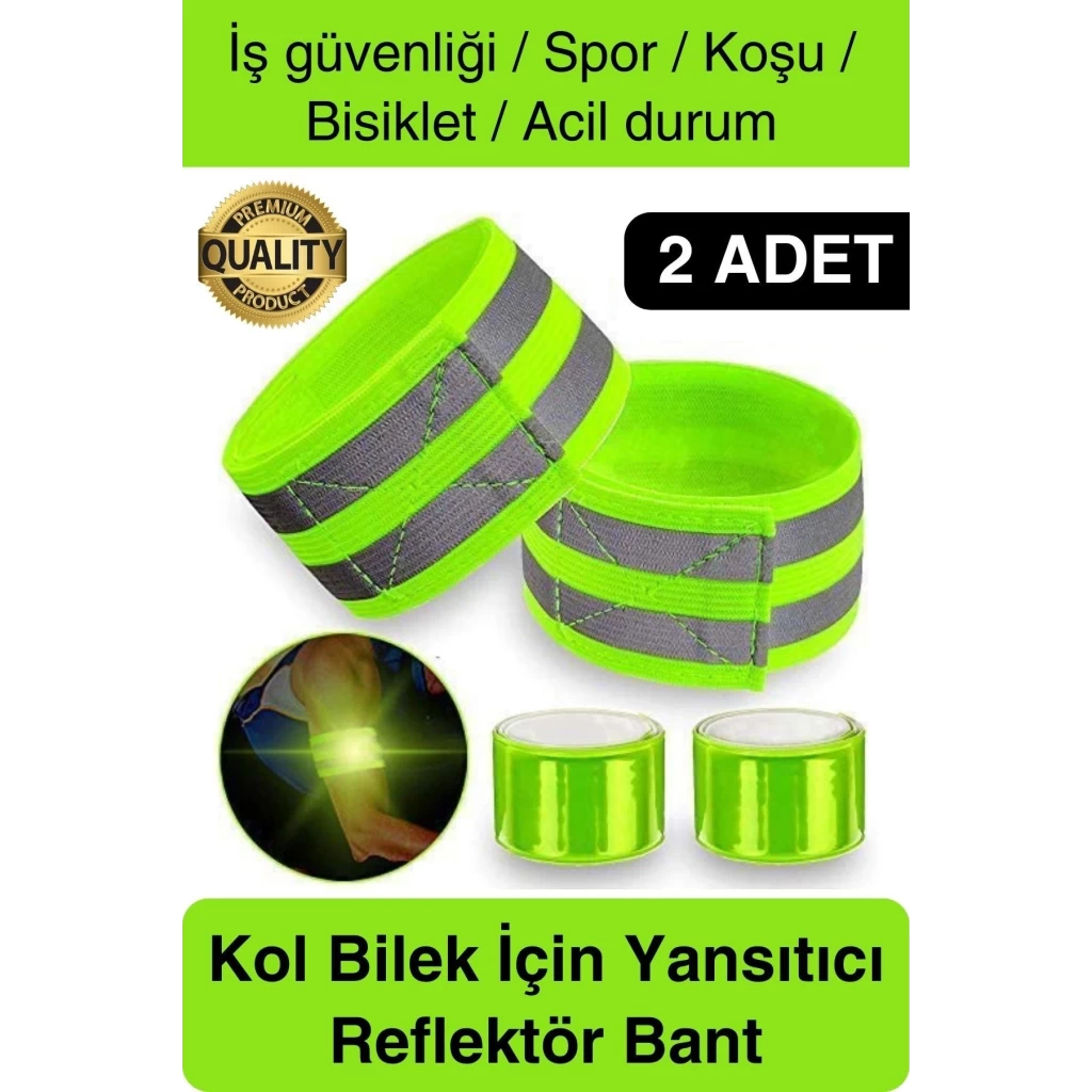 Yeşil Reflektör El Ayak Kol Bant Yansıtıcı Bandı İş Güvenliği Görünürlük Koşu Yürüyüş Bisiklet