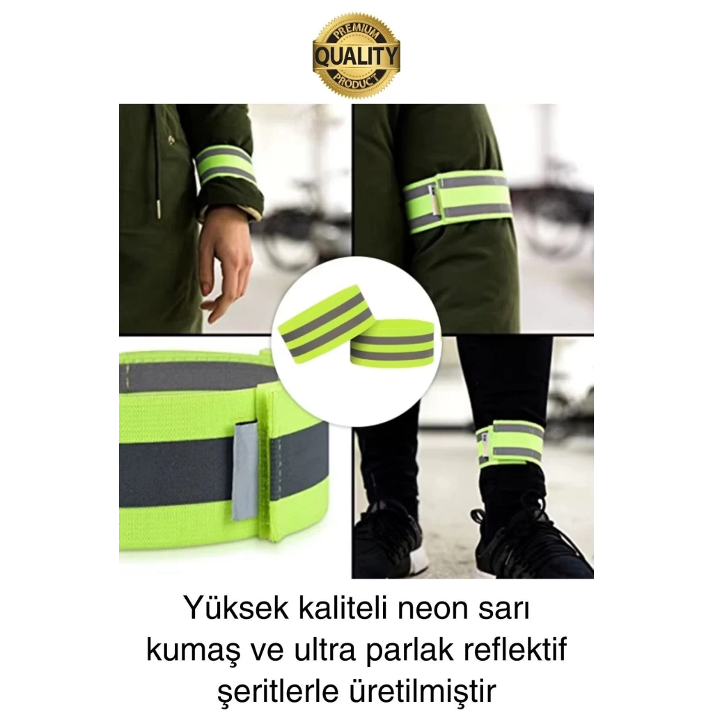 Yeşil Reflektör El Ayak Kol Bant Yansıtıcı Bandı İş Güvenliği Görünürlük Koşu Yürüyüş Bisiklet