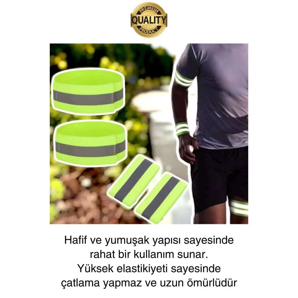 Yeşil Reflektör El Ayak Kol Bant Yansıtıcı Bandı İş Güvenliği Görünürlük Koşu Yürüyüş Bisiklet