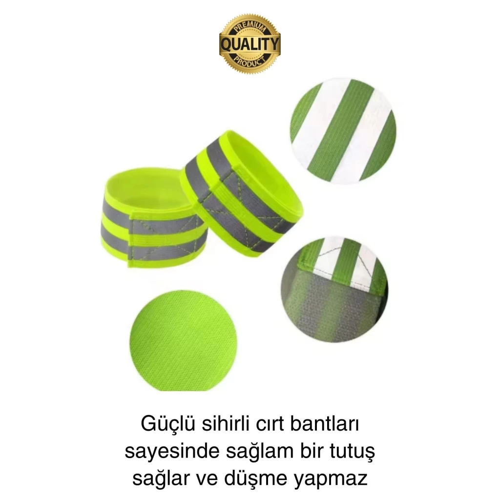 Yeşil Reflektör El Ayak Kol Bant Yansıtıcı Bandı İş Güvenliği Görünürlük Koşu Yürüyüş Bisiklet