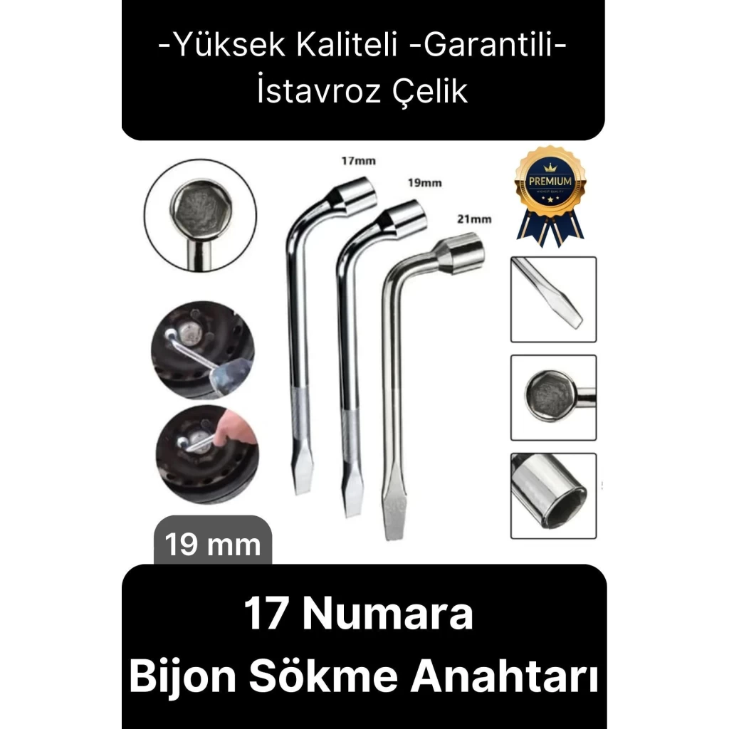 Yüksek Kalite Garantili İstavroz Çelik Nikelajlı 19mm Numara Tek Kol Pipo L Bijon Sökme Anahtarı