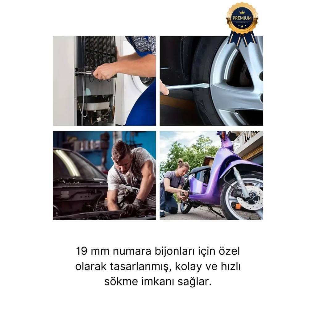 Yüksek Kalite Garantili İstavroz Çelik Nikelajlı 19mm Numara Tek Kol Pipo L Bijon Sökme Anahtarı