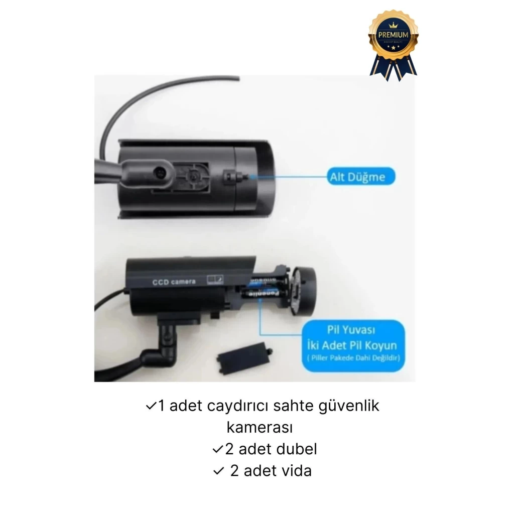 Gece Görüşlü Pilli Kırmızı Ledli Su Geçirmez Ev Bahçe İş Yeri Ofis Caydırıcı Güvenlik Kamerası