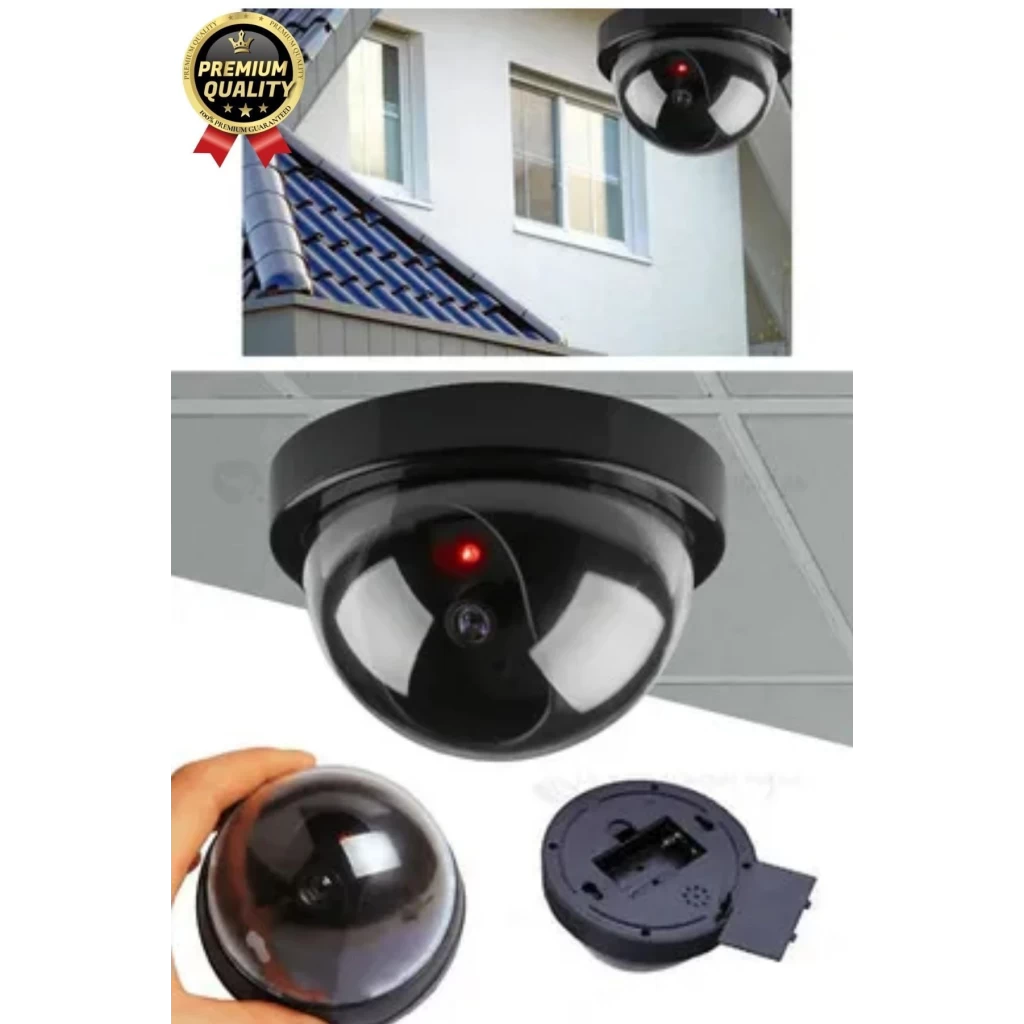 Deluxe 5 Metre Harekete Duyarlı Pilli Yanıp Sönen Kırmızı Işıklı Caydırıcı Dome Güvenlik Kamerası