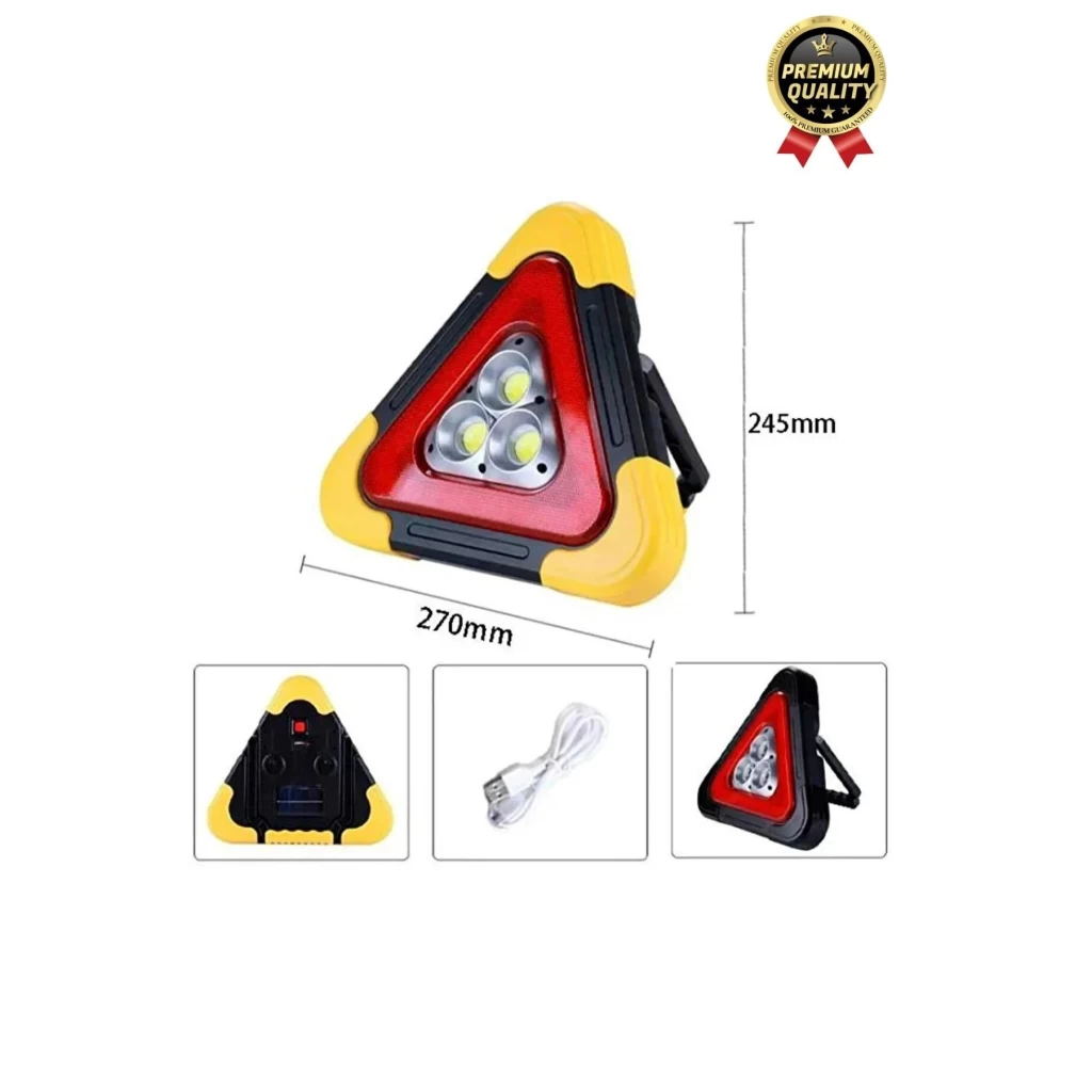 Premium Güneş Enerjili Güçlü Işık 3 Ledli Solar Üçgen Refluj Reflektör Acil Durum Uyarı Lambası