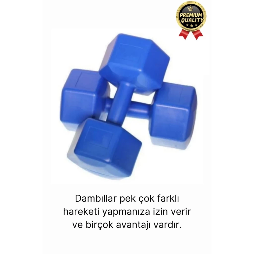 Premium Kalite Fitness Spor Egzersiz Vücut Kas Geliştirme Mavi 5 Kg Dambıl Ağırlık Seti - 2 Adet