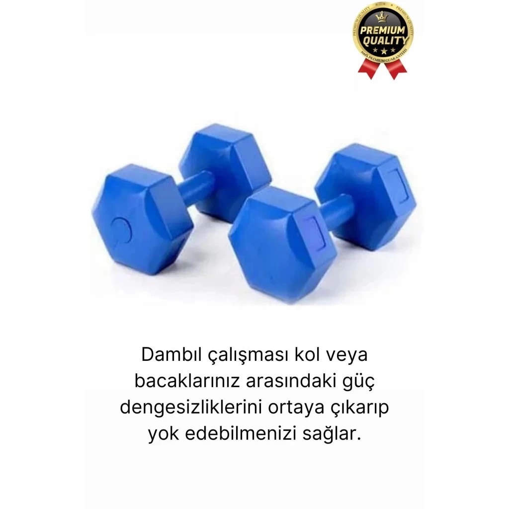 Premium Kalite Fitness Spor Egzersiz Vücut Kas Geliştirme Mavi 5 Kg Dambıl Ağırlık Seti - 2 Adet