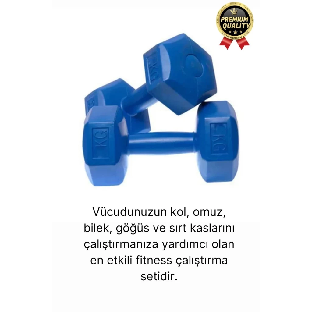 Premium Kalite Fitness Spor Egzersiz Vücut Kas Geliştirme Mavi 5 Kg Dambıl Ağırlık Seti - 2 Adet