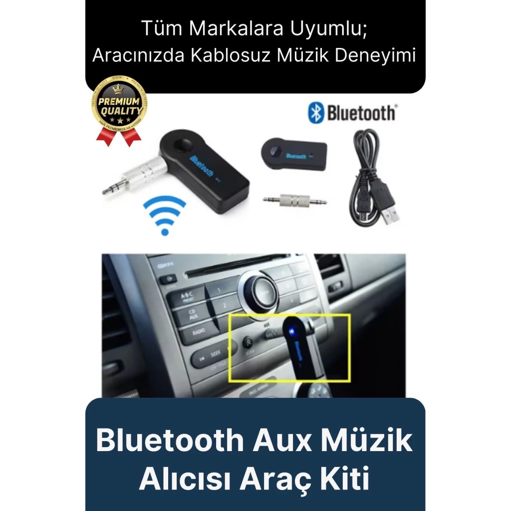 Çok Amaçlı Kablosuz Uyku Modlu 4 Saat Bataryalı Şarjlı Bluetooth Aux Müzik Ses Alıcısı Araç Kiti