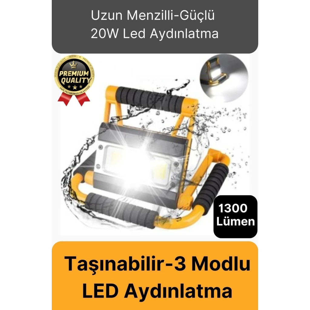 Özel Üretim Taşınabilir 3 Modlu 6500K Renk Sıcaklığı 20W Led 1300 Lümen Ayaklı Projektör Aydınlatma