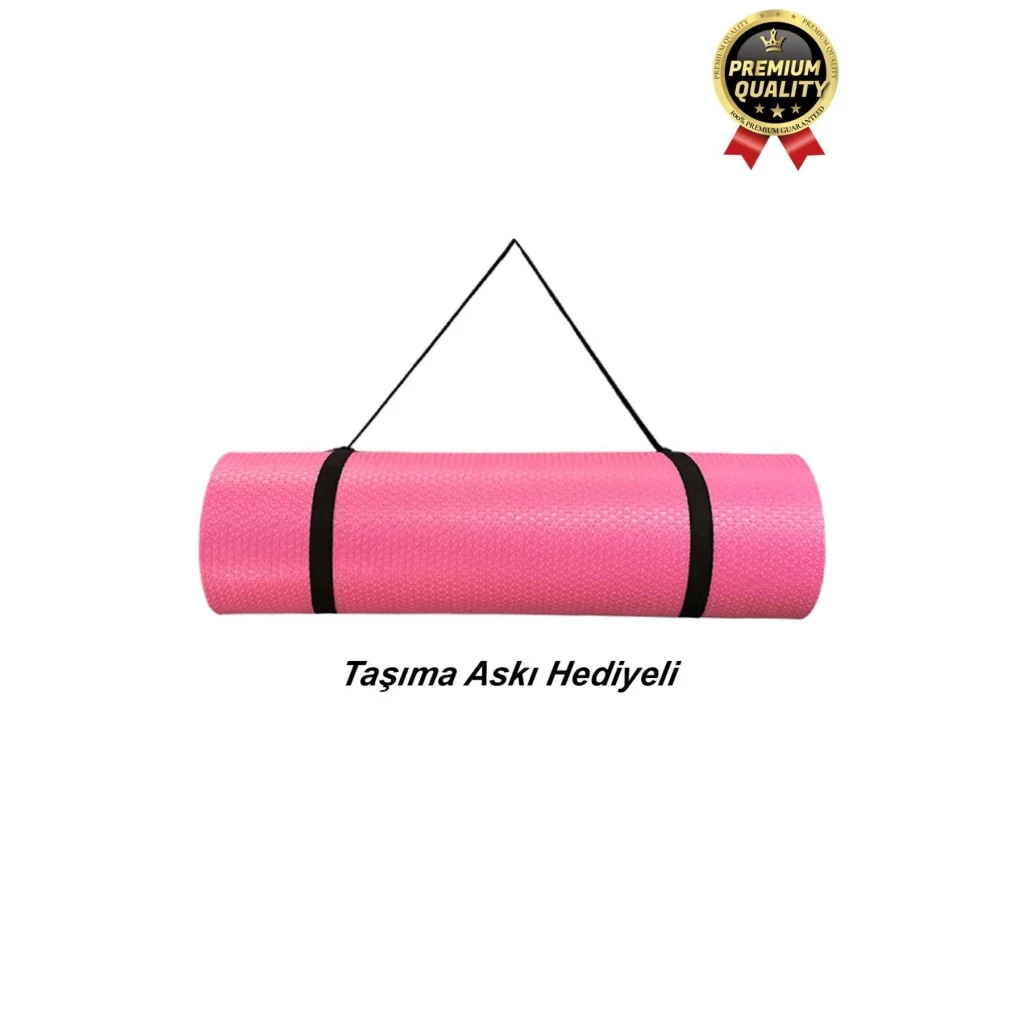 Ultra Konfor Taşıma Askılı Kalın Kaymaz Çift Taraf Pembe Siyah Meditasyon Pilates Minderi Yoga Matı