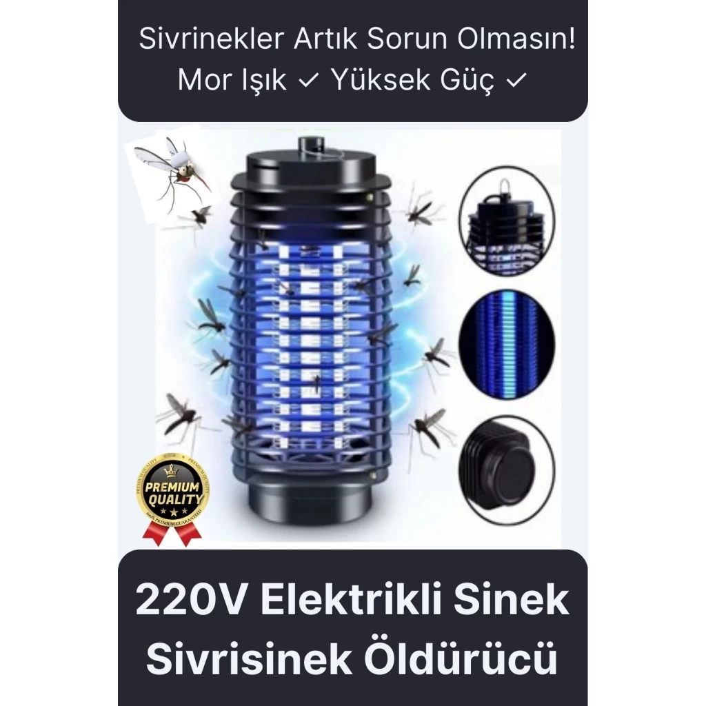 Çok Fonksiyonlu Asılabilir Sessiz Prizli Elektrikli Cız Lamba 220V Mor Işık Kara Sivrisinek Öldürücü